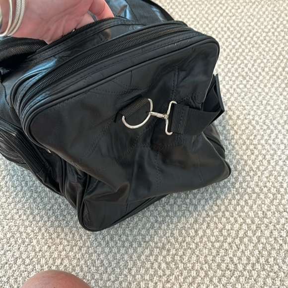 Black Leather Duffel Bag, USED ONCE!!! - Picture 3 of 14
